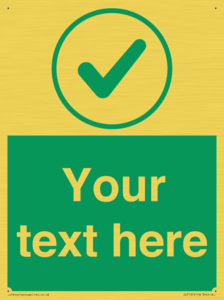 Custom green background, green tick in circle sign